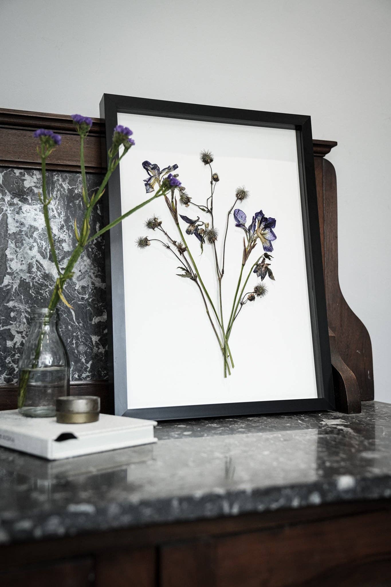Wild Fade – Framed A3 Giclée Print of Pressed Flower Artwork: Framed A3 Pressed Flower Print: Black Noir Frame