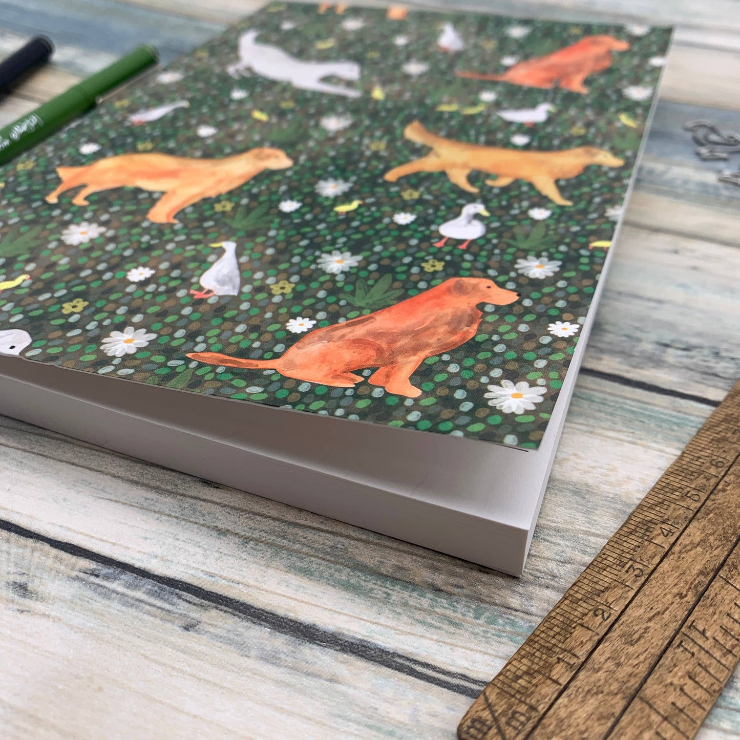 Samantha Hall Designs Golden Retriever A5 lined notebook