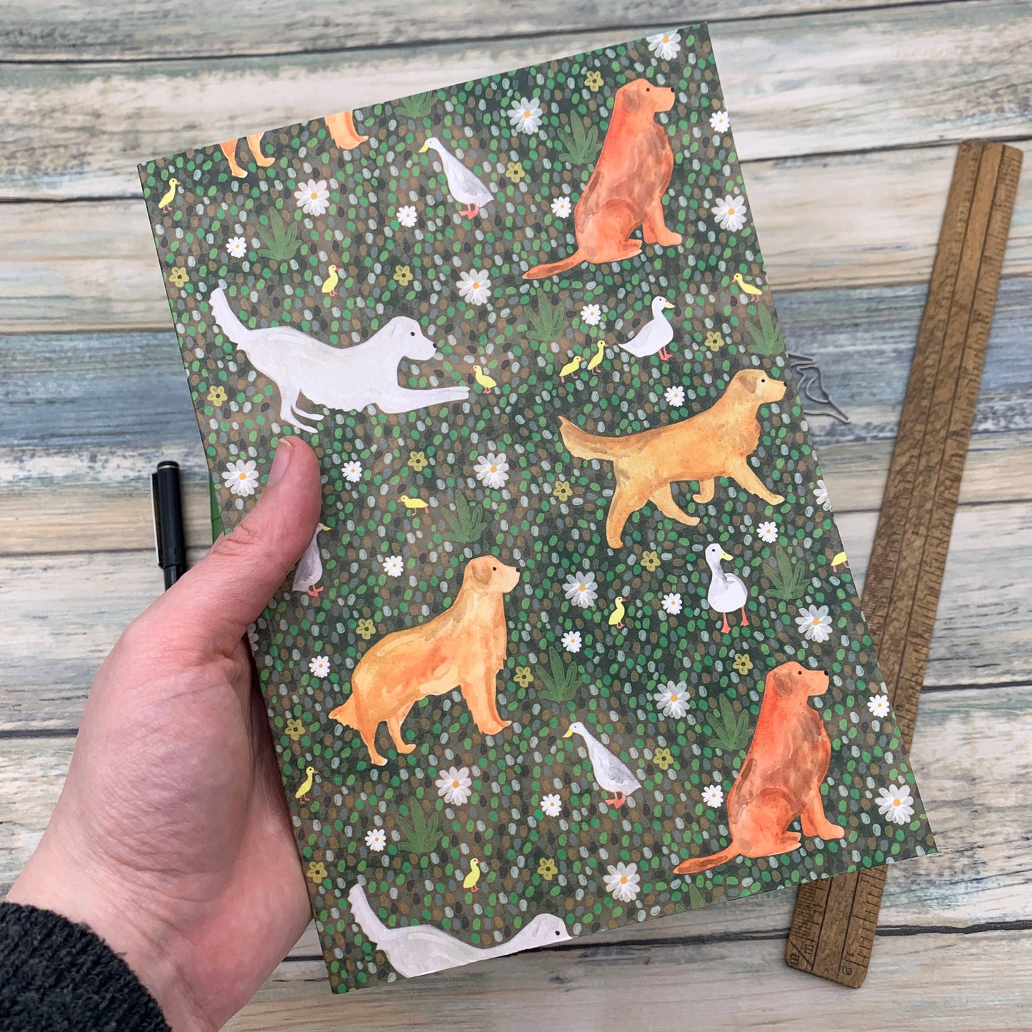 Samantha Hall Designs Golden Retriever A5 lined notebook