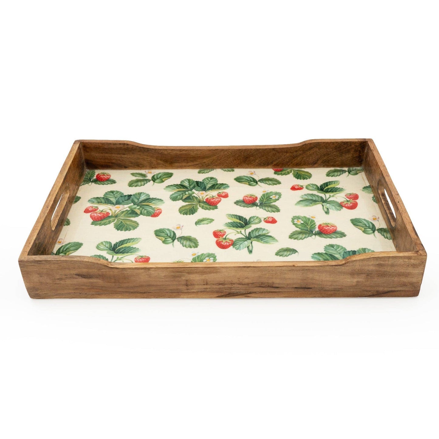 Strawberry Design  Mango Wood Rectangular Tray