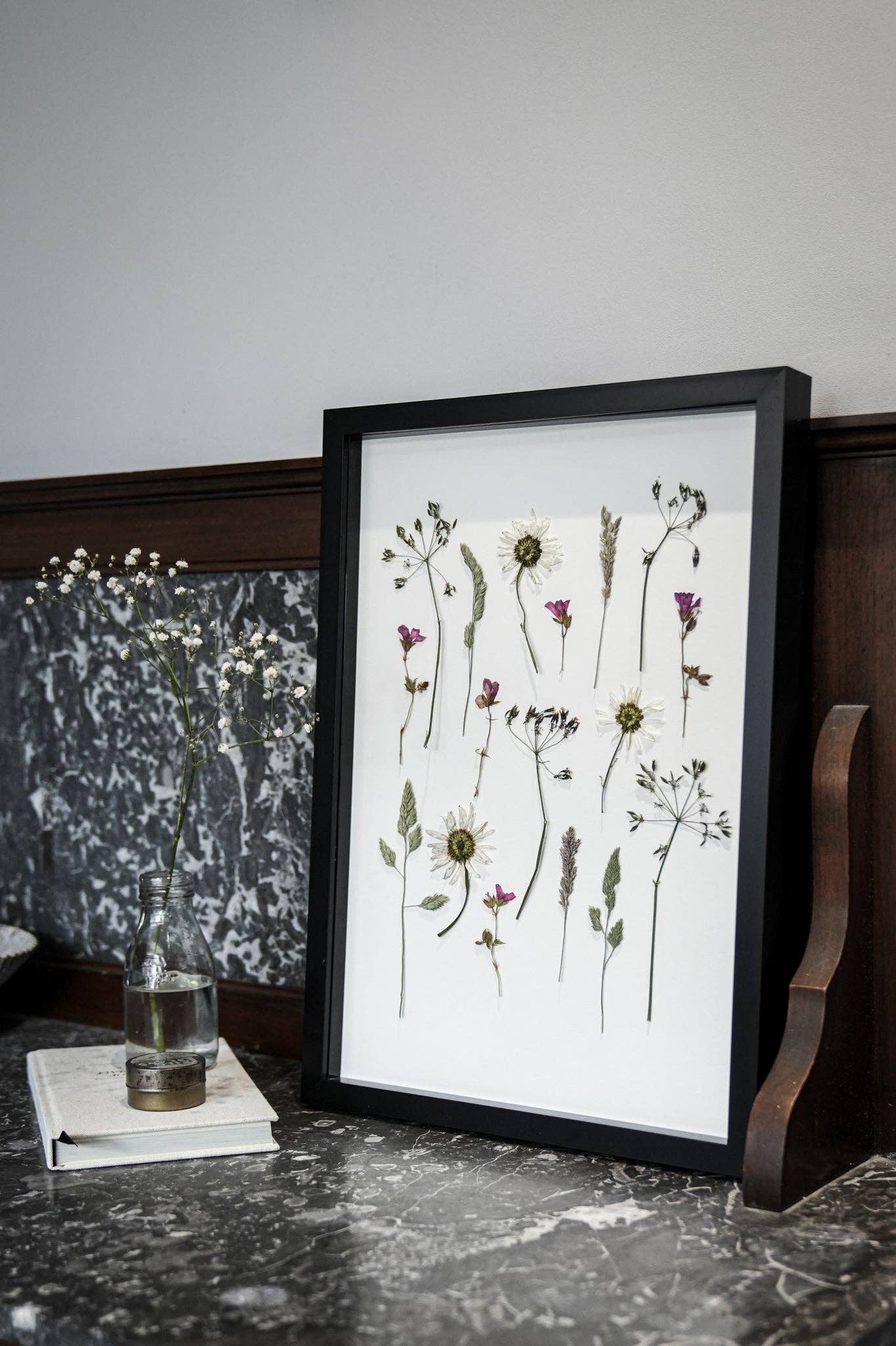 Pressed Meadow: Framed A3 Giclée Pressed Flower Print: Framed A3 Pressed Flower Print: Black Noir Frame