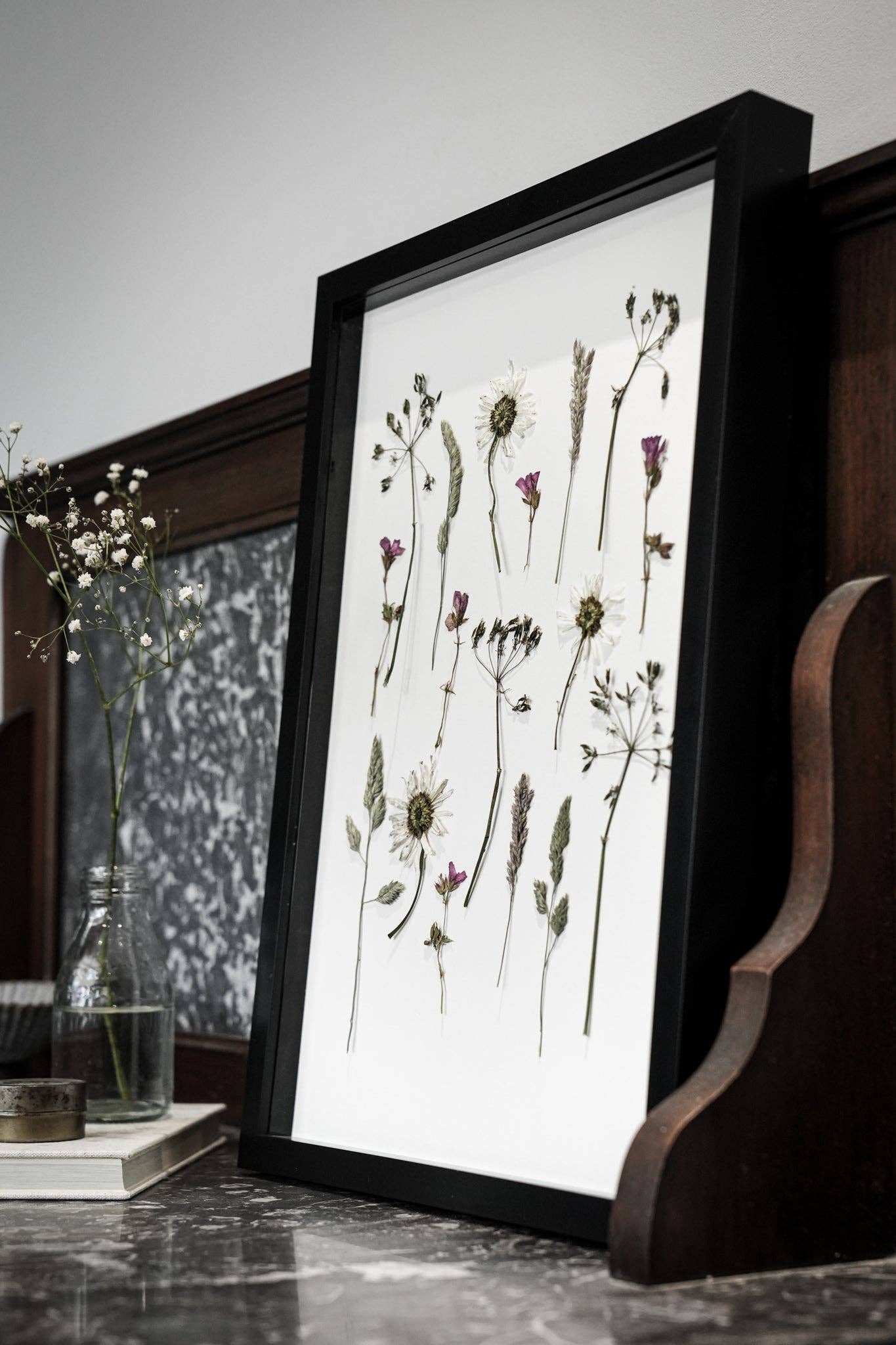 Pressed Meadow: Framed A3 Giclée Pressed Flower Print: Framed A3 Pressed Flower Print: Black Noir Frame