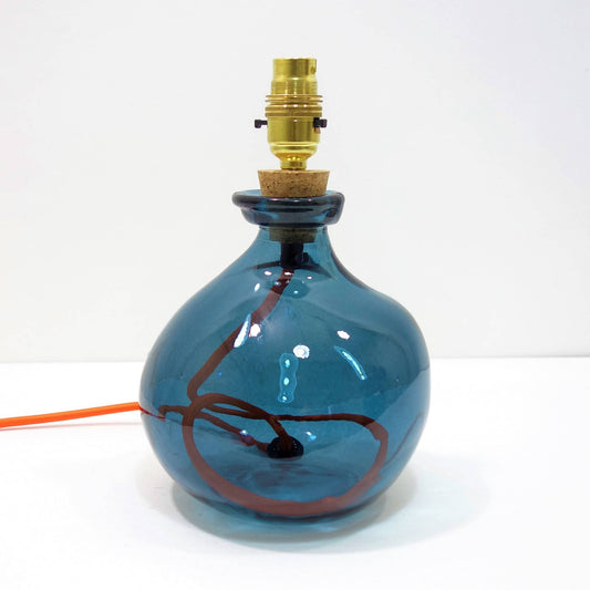 Recycled Glass Lamp Petrol Blue, 24cm