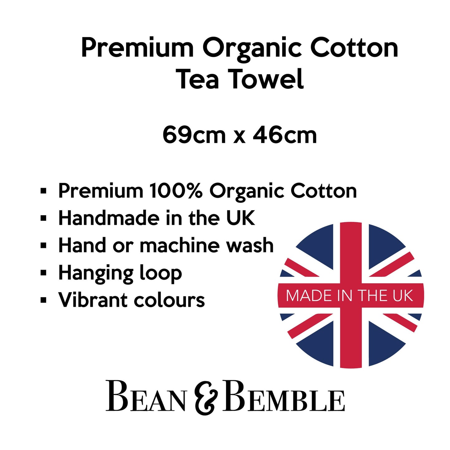 Bean and Bemble Tea Towel Vivid Blooms Floral - Organic Cotton