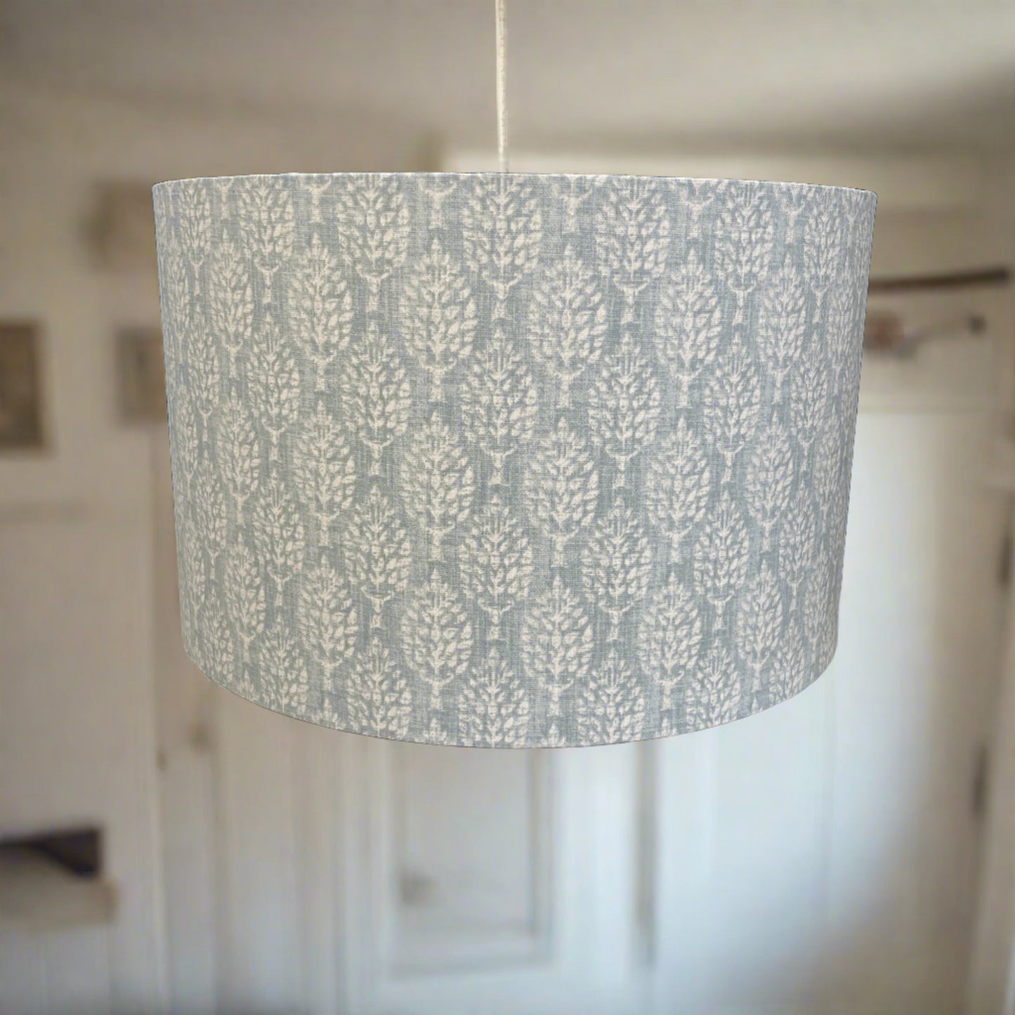 Raspberry Leaf Interiors Handmade  Lampshade 40cm Drum Easy Fit Pendant Kemble Haze