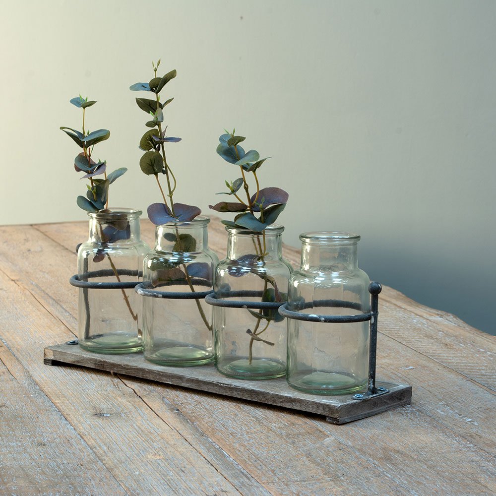 Wooden Rack with 4 Mini Jars
