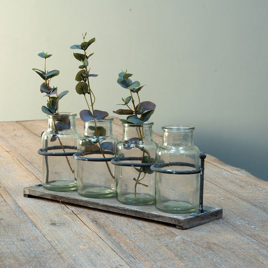 Wooden Rack with 4 Mini Jars
