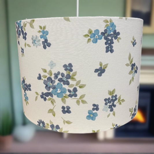 Raspberry Leaf Interiors Handmade Lampshade 30cm Drum Style Mavis Cornflower