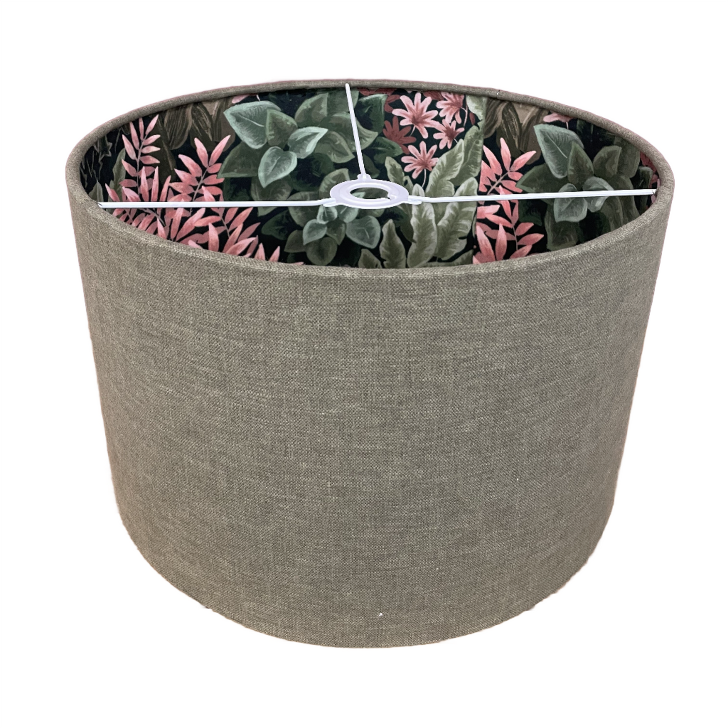 Raspberry Leaf Interiors Handmade Lampshade 40cm Drum Oslo Fern and Garden Wall Coral