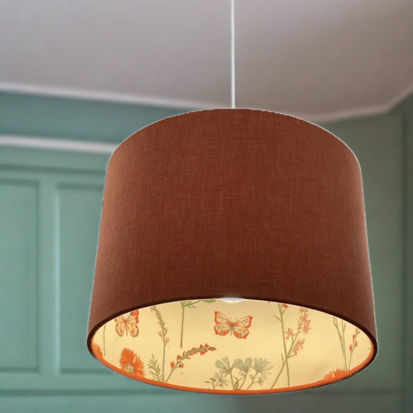 Raspberry Leaf Interiors Handmade Lampshade 30cm Drum Oslo Tango and Gracie Apricot