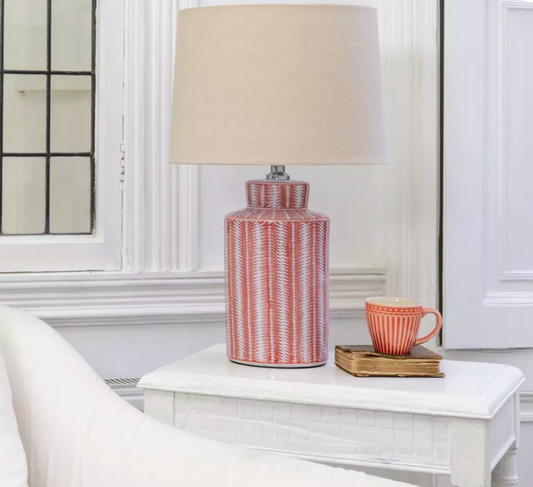 Lamp Serrato Coral with Taupe Shade