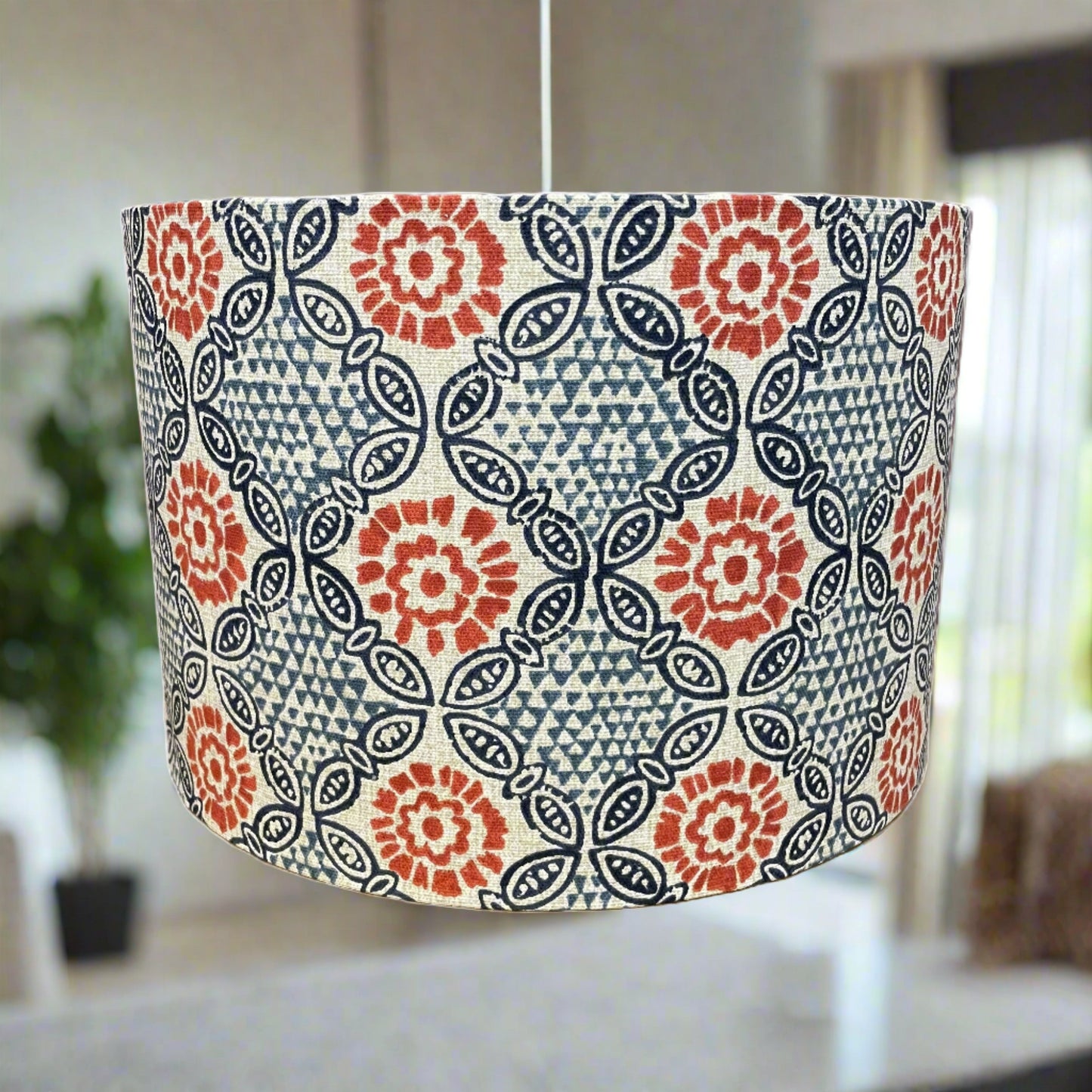 Raspberry Leaf Interiors Handmade Lampshade Fabric, 30cm Drum Stardust Chilli