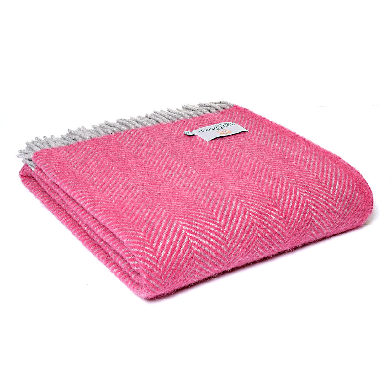 Tweedmill Lifestyle Pink and Silver Herringbone Throw
